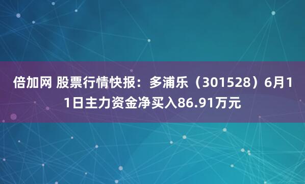 倍加网 股票行情快报：多浦乐（301528）6月11日主力资金净买入86.91万元