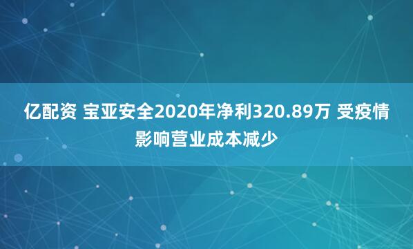 亿配资 宝亚安全2020年净利320.89万 受疫情影响营业成本减少